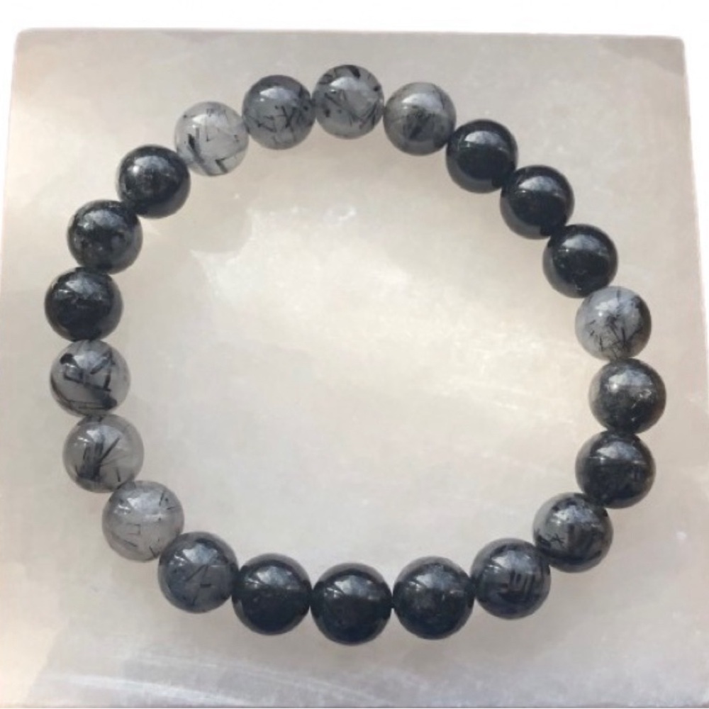 NEW 8mm Tourmaline Quartz, Mookaite, Moss Agate Beaded Stretch Bracelets - Picture 4 of 8